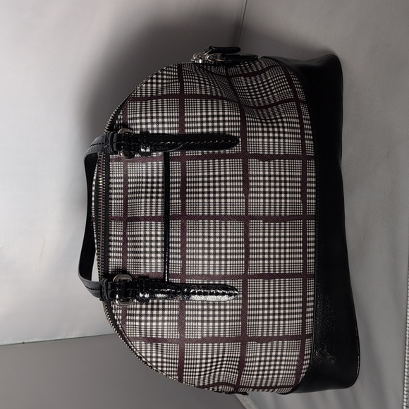 Coach Glen Plaid Coated Canvas Peyton Cora Dome Satchel - Picture 6 of 13